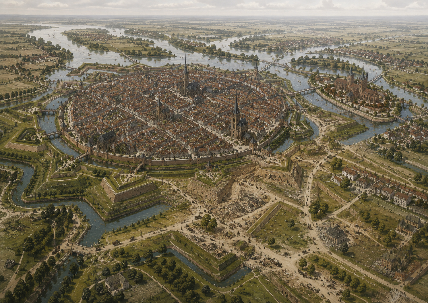 Rekonstrukcja Wrocławia podczas likwidacji fortyfikacji i burzenia bastionów